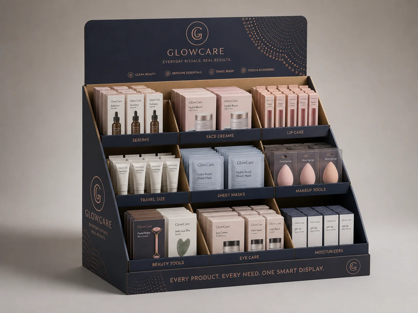 Multi-SKU display solutions for mixed products and samples