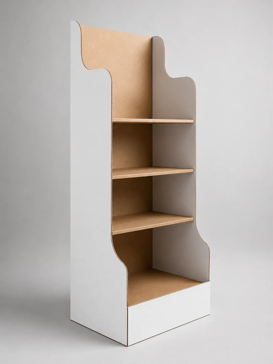 Corrugated cardboard display stands for retail merchandising