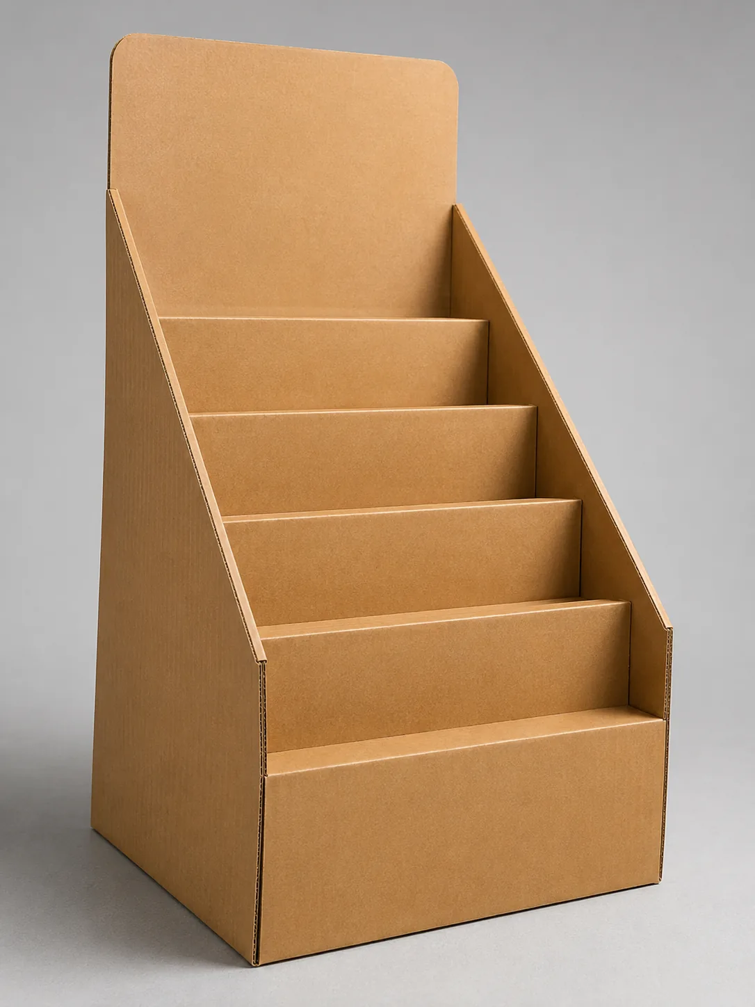 Die-cut cardboard display stands for custom retail campaigns