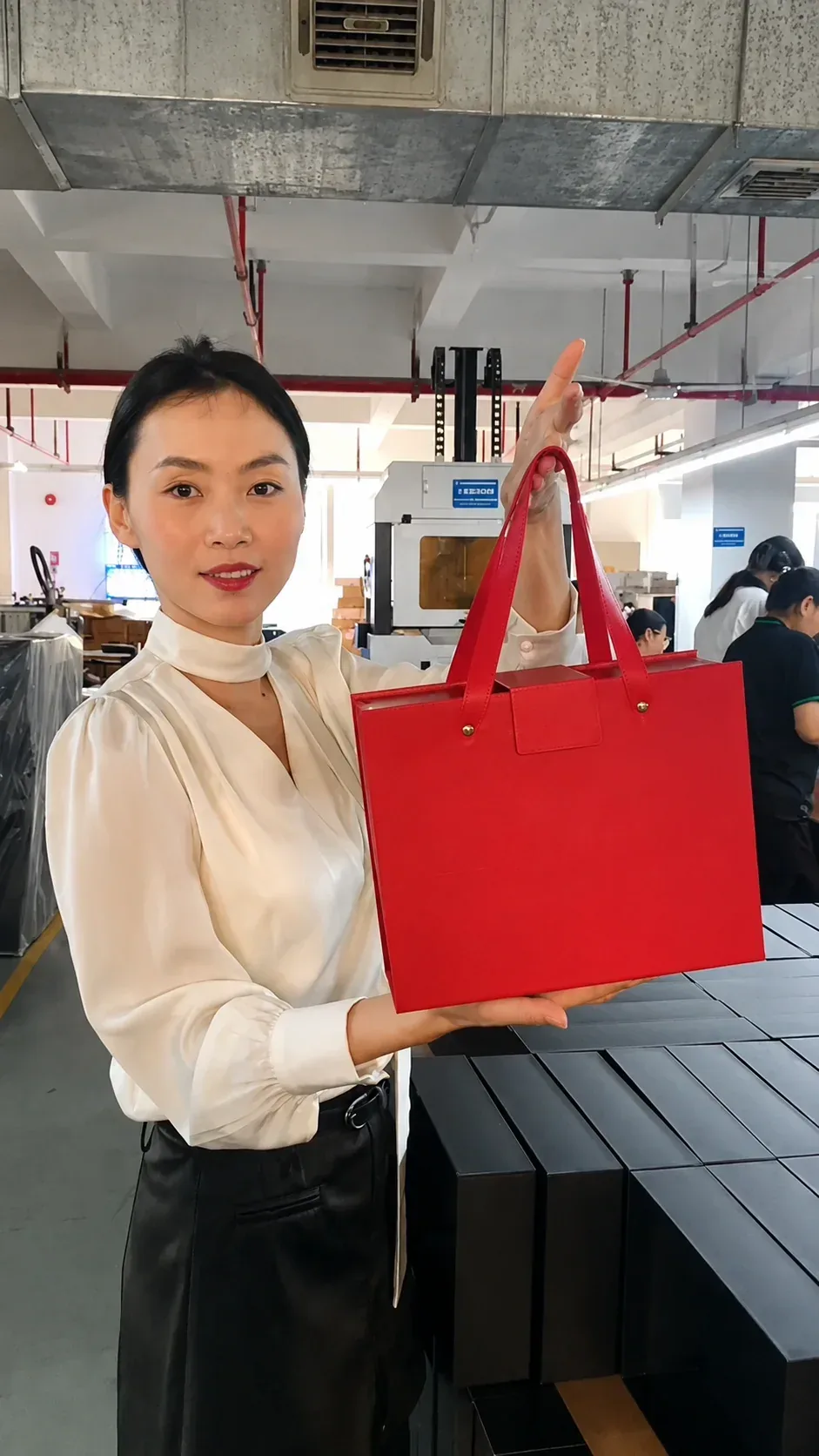 Packaging factory workshop for custom paper bags and paper packaging production