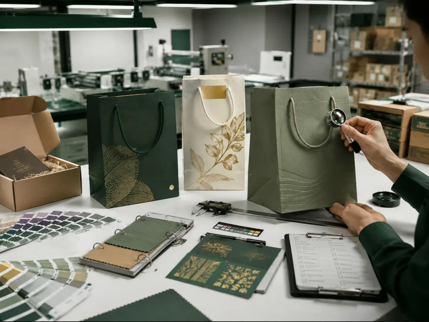 Paper Bag quality control inspection for material, print, finish, and packing