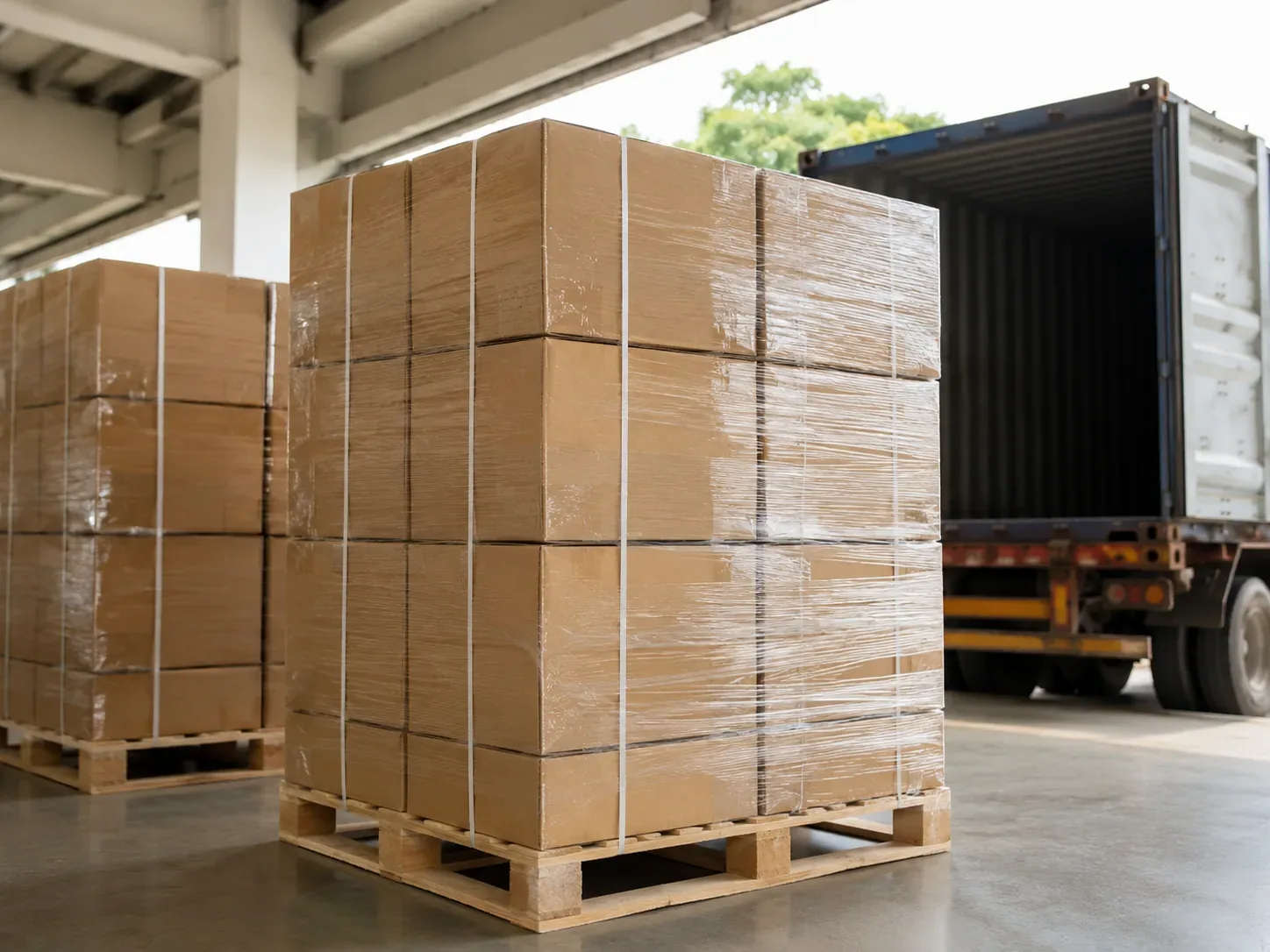 Export packing and pallet preparation for global packaging delivery