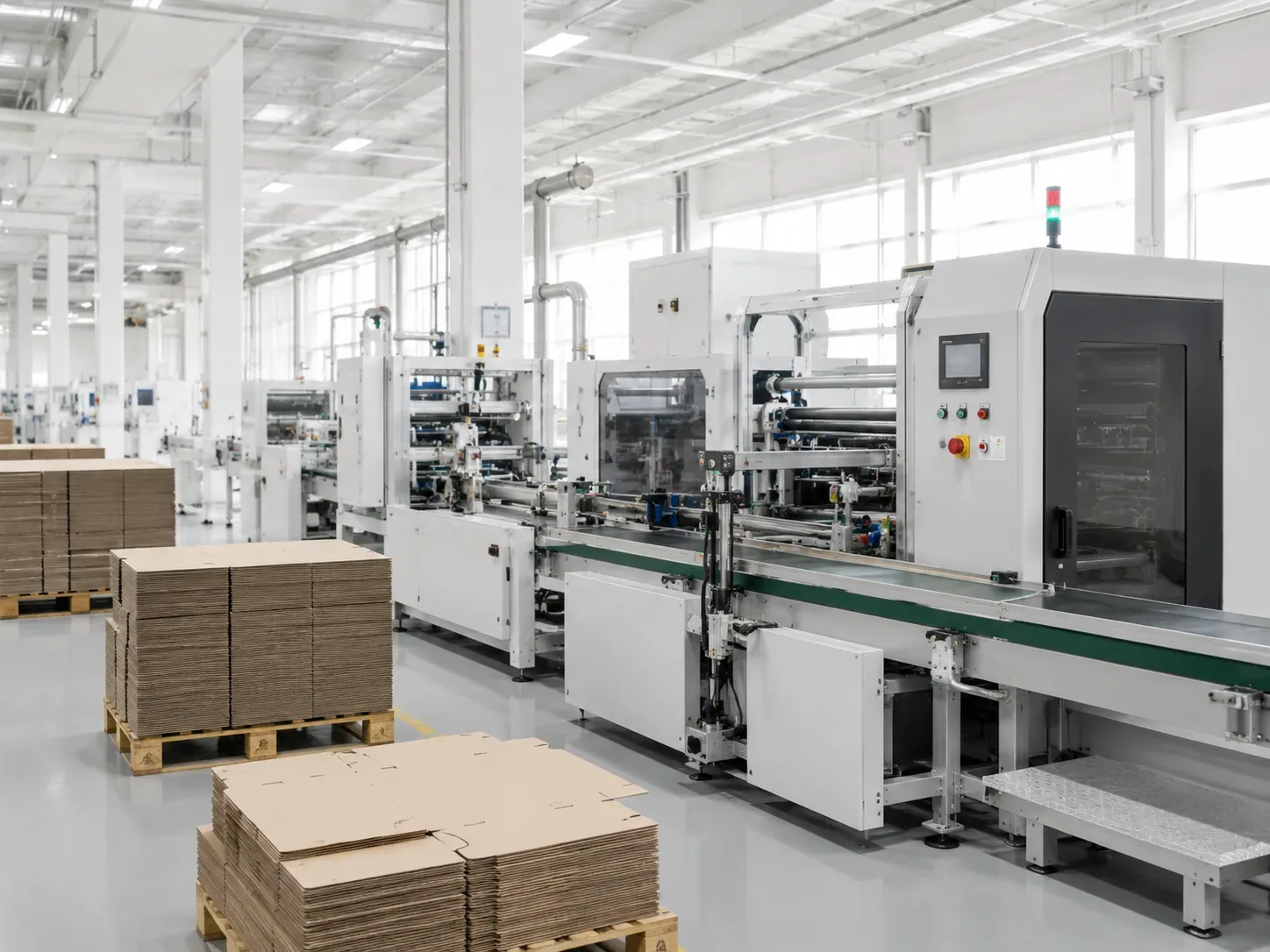 Paper packaging production line for printing die cutting and assembly