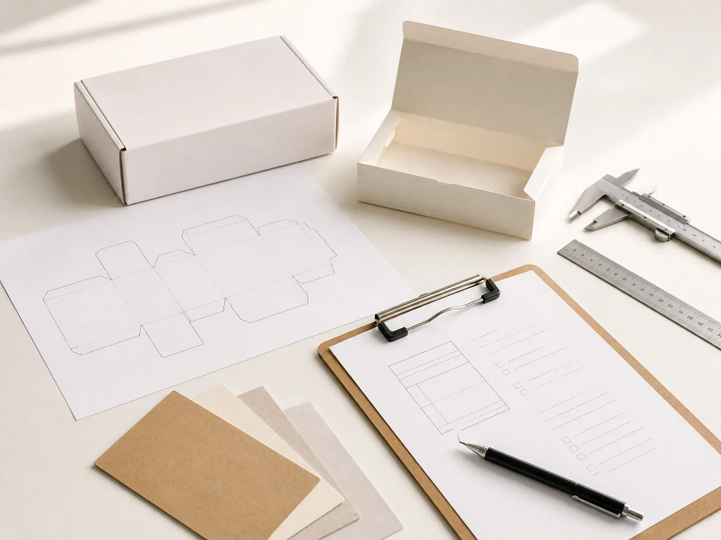 Project brief and packaging dieline discussion for custom paper packaging