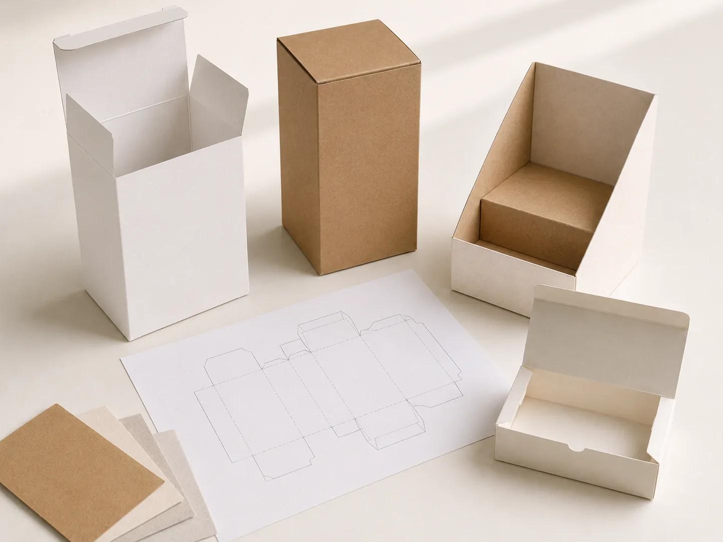 Structure design sample with paperboard and custom box dieline
