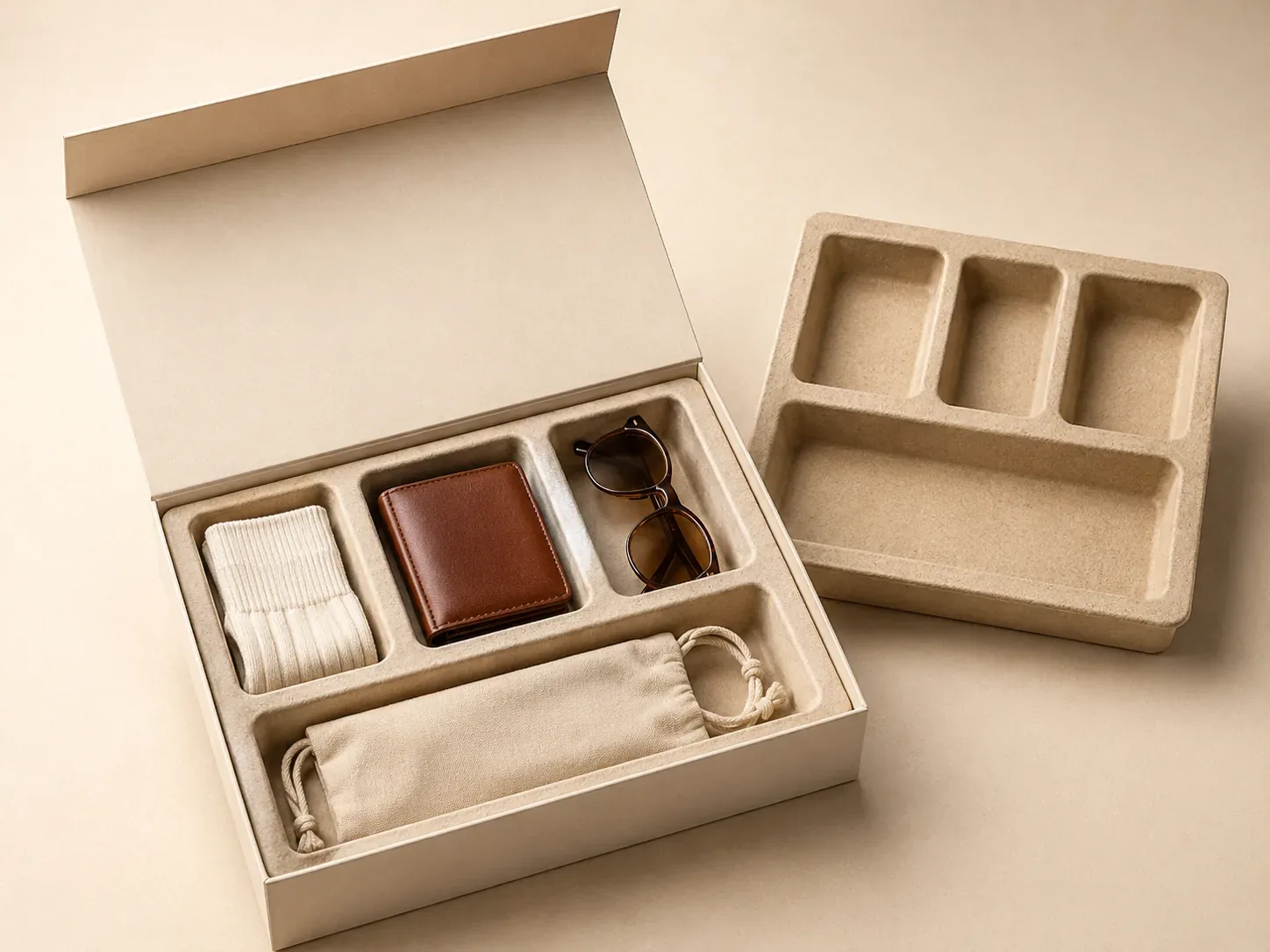 Molded pulp insert for apparel products.