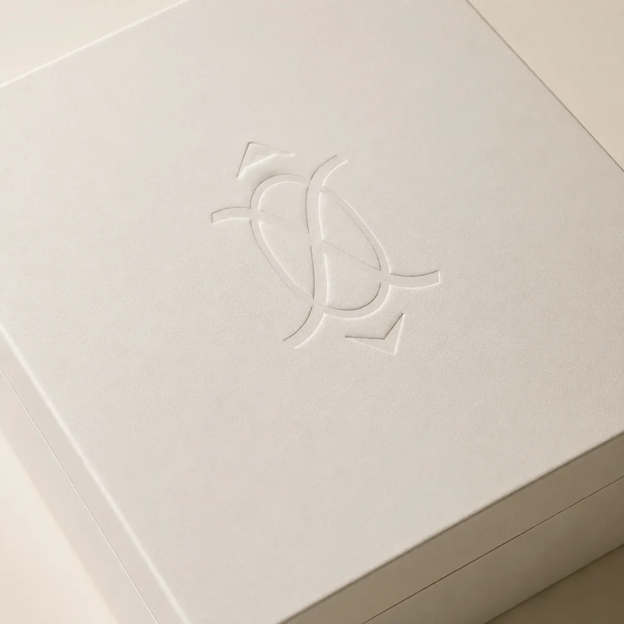 Blind embossing on apparel packaging.