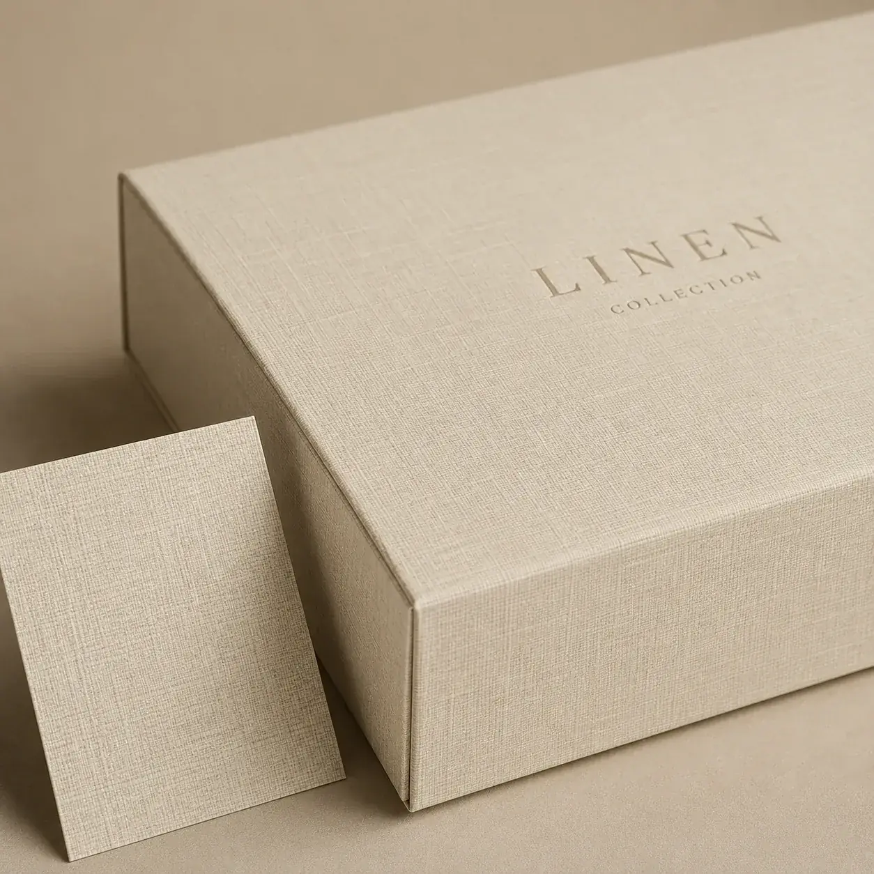 Linen paper texture on apparel packaging.