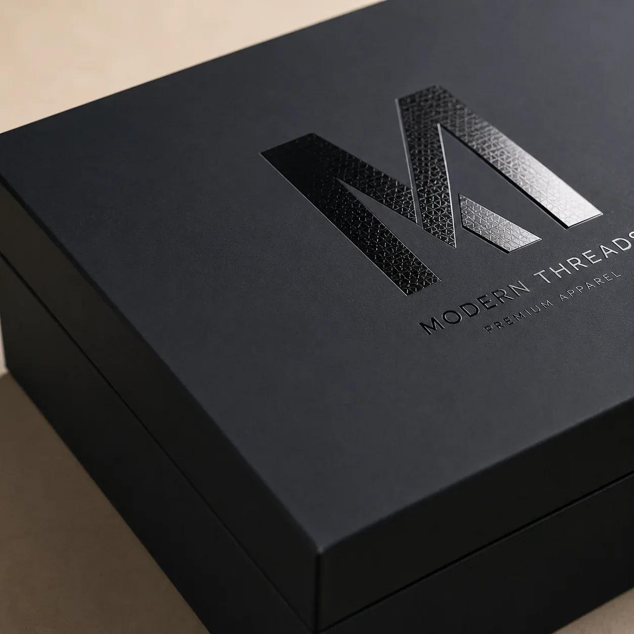 Spot UV varnish on apparel packaging.
