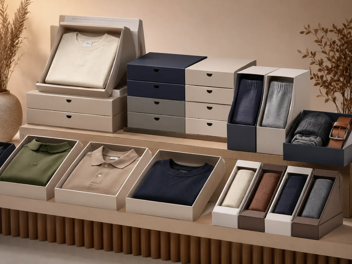 Retail shelf apparel packaging.