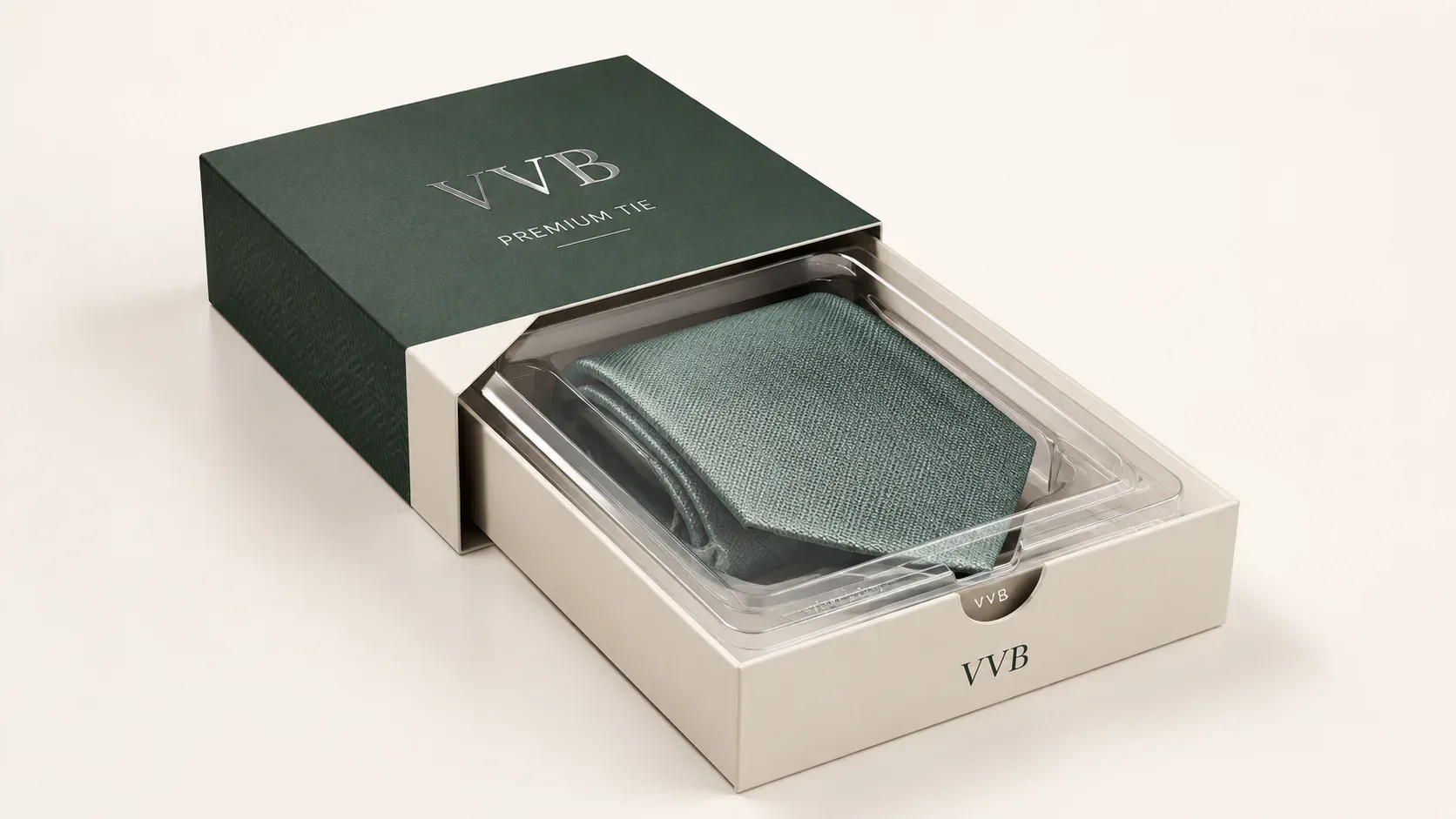 Clear RPET tray for apparel accessories packaging.