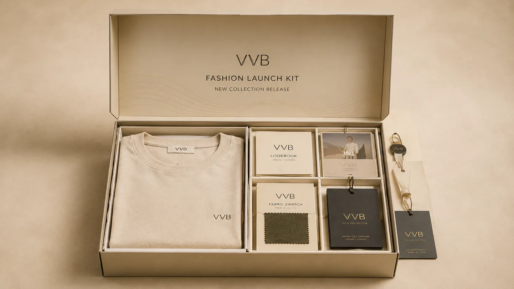 Fashion launch kit packaging for apparel product campaigns
