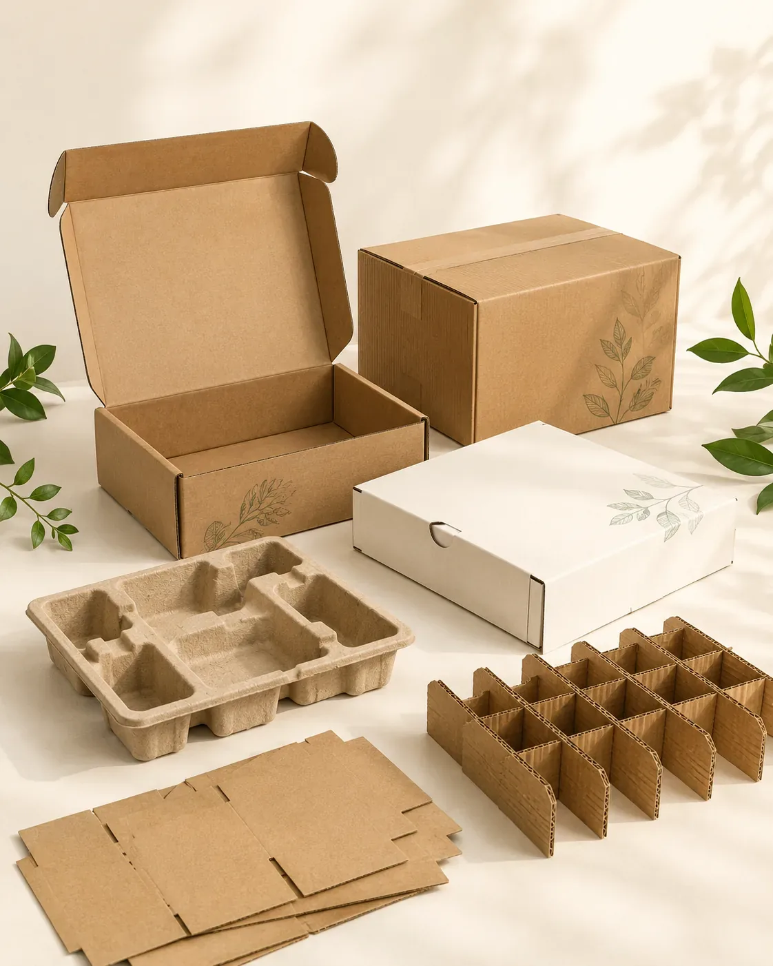 Open natural kraft paper mailer box for eco-friendly corrugated box packaging