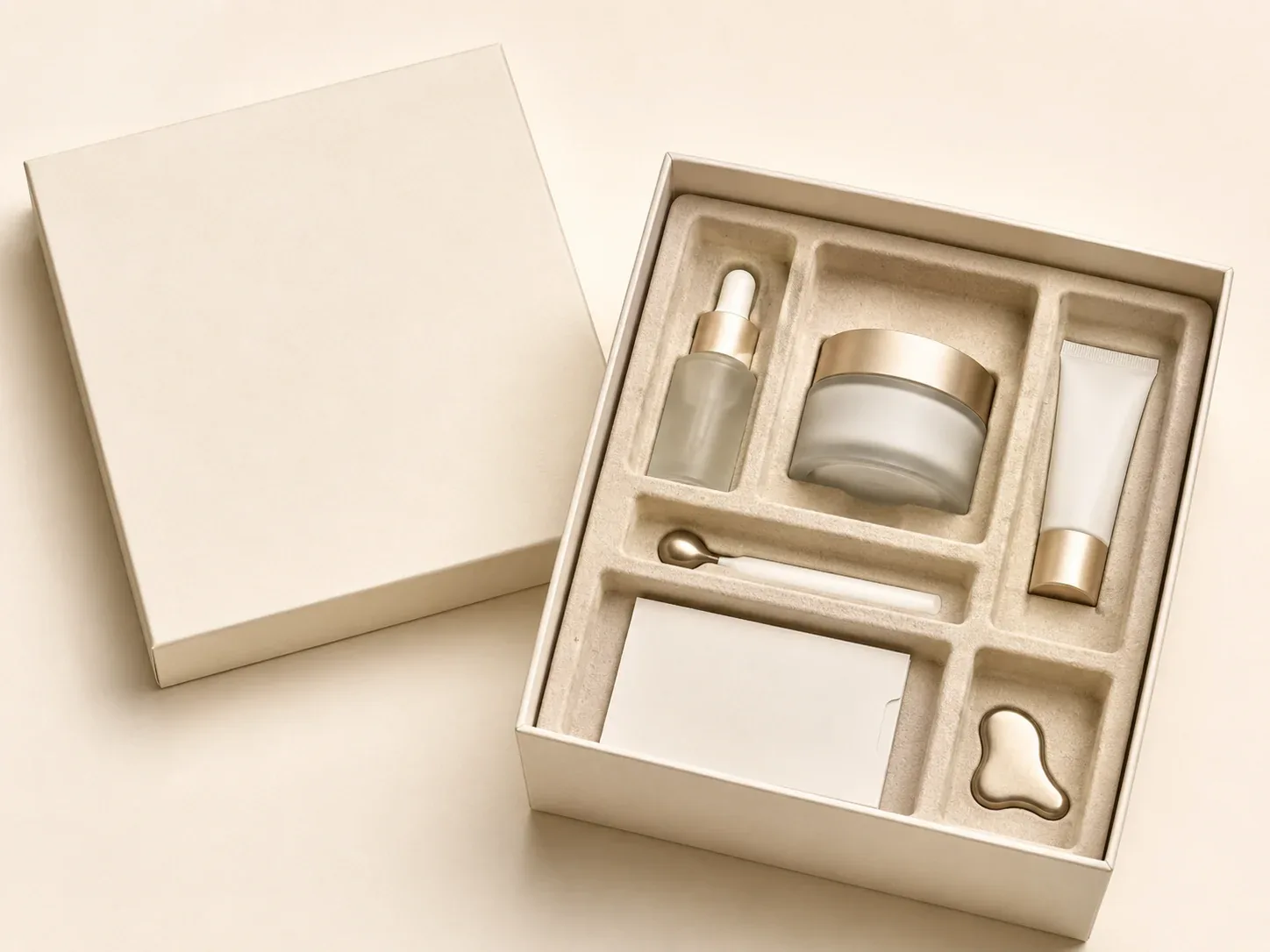 Multi-compartment insert for cosmetics.
