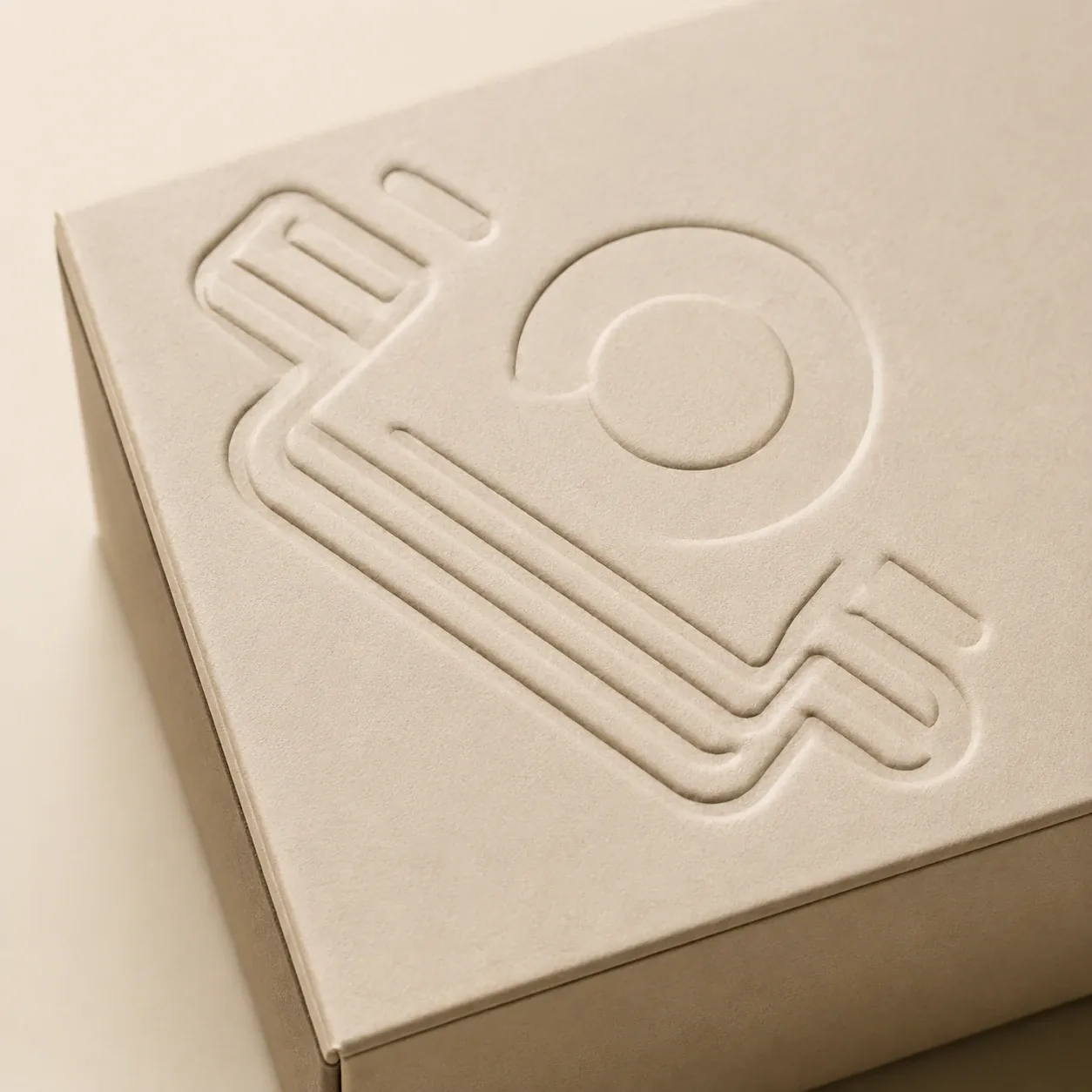 Debossed detail on cosmetics packaging.