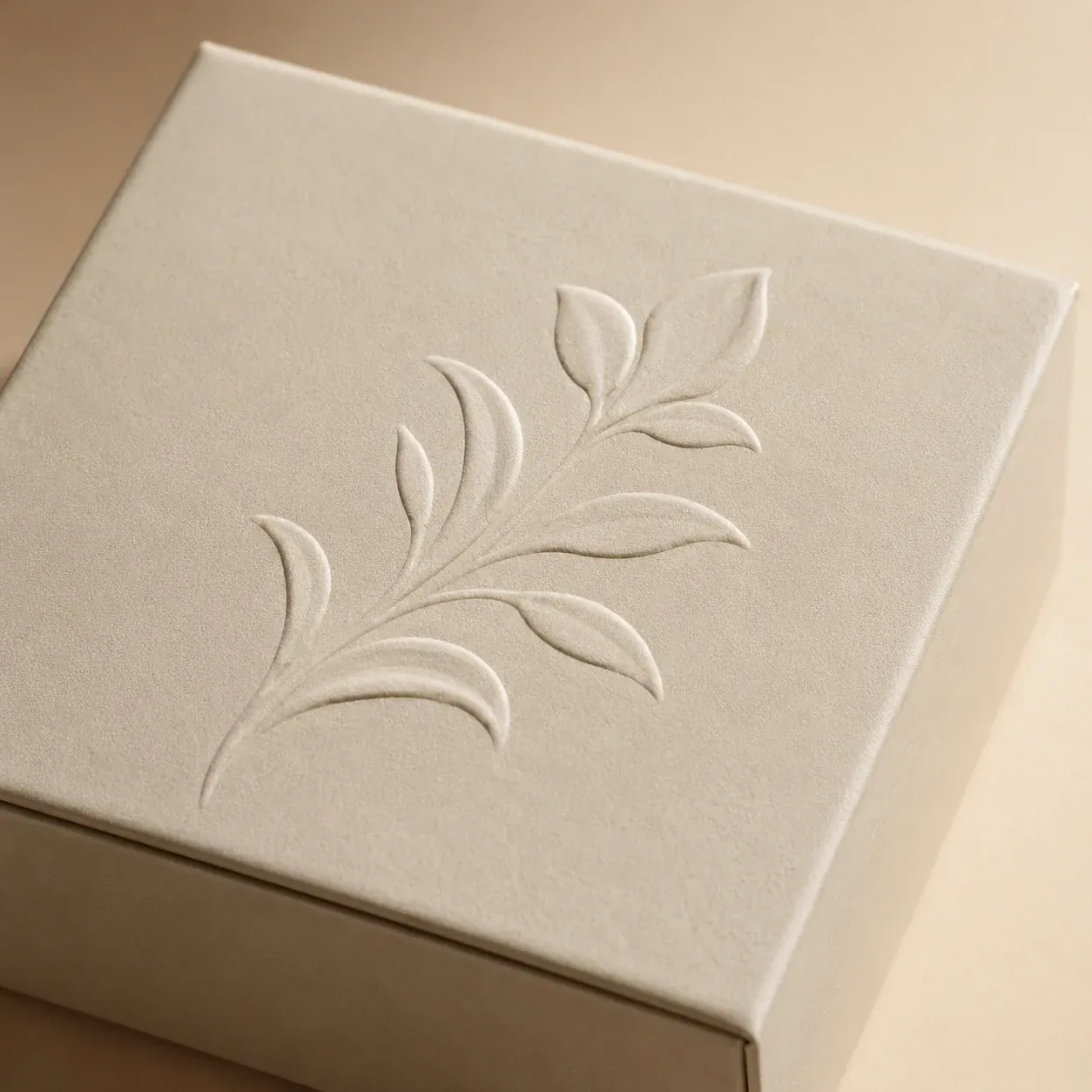 Embossed texture on cosmetics packaging.