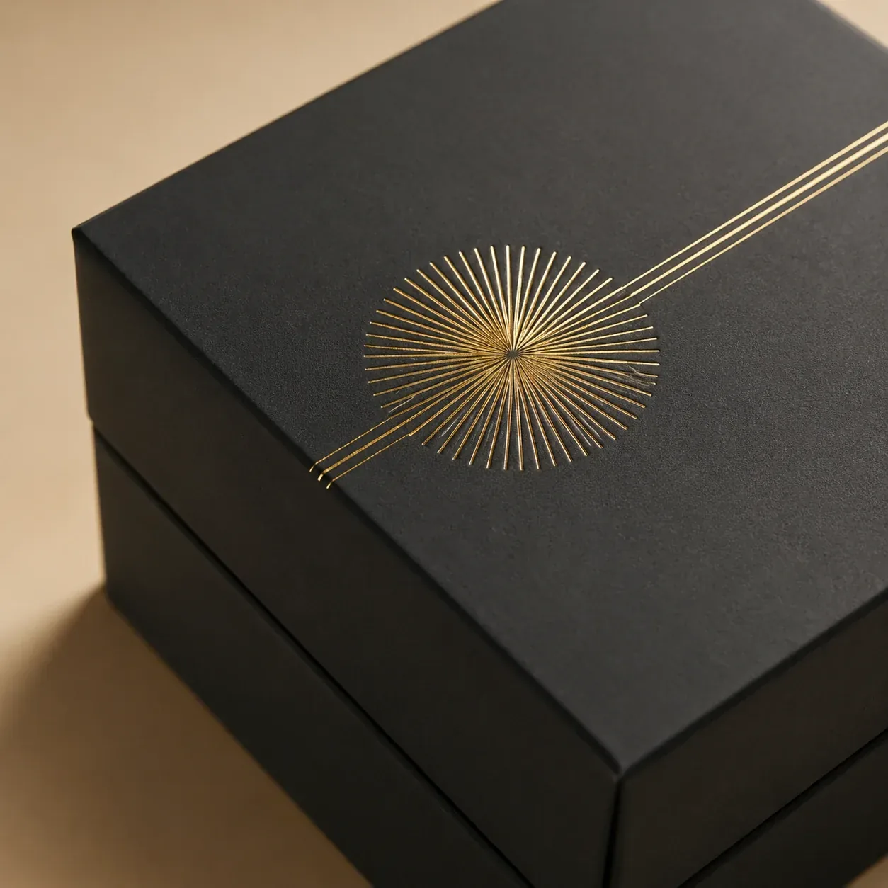 Hot foil stamping on cosmetics packaging.