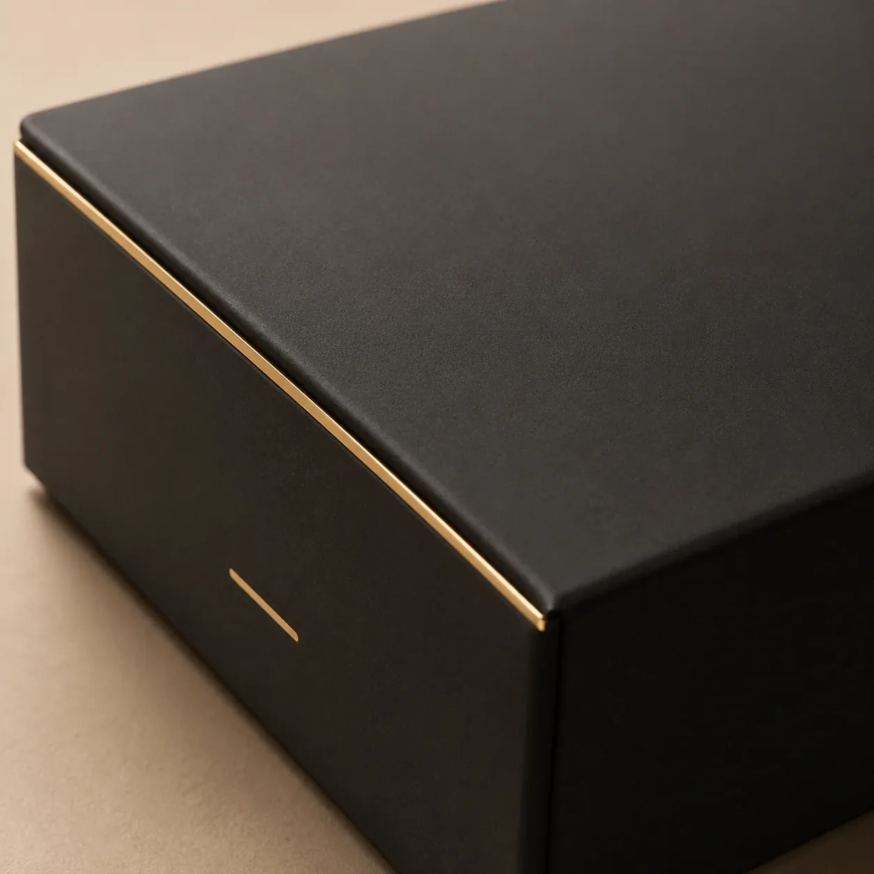 Soft-touch lamination on cosmetics packaging.