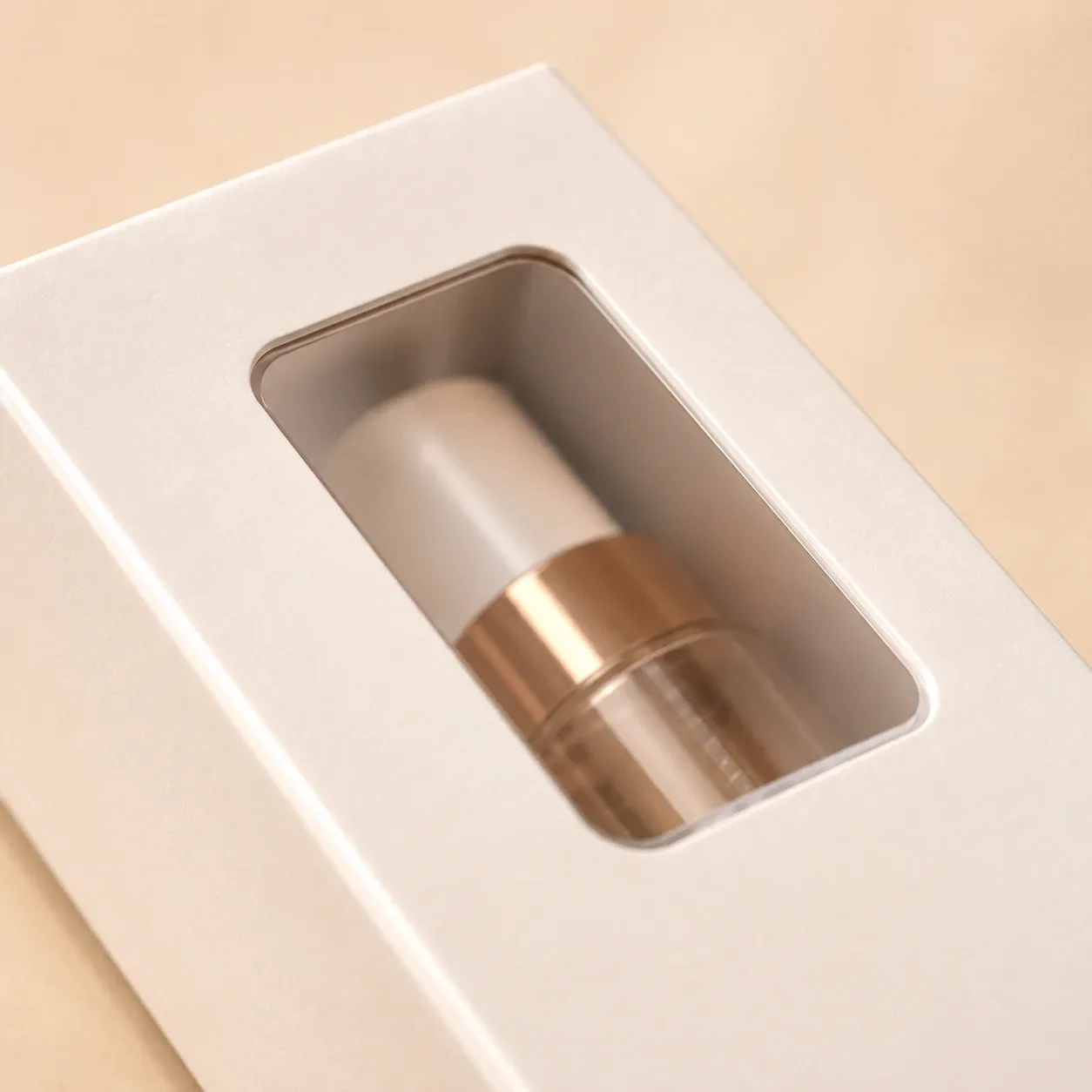 Window patching on cosmetics packaging.