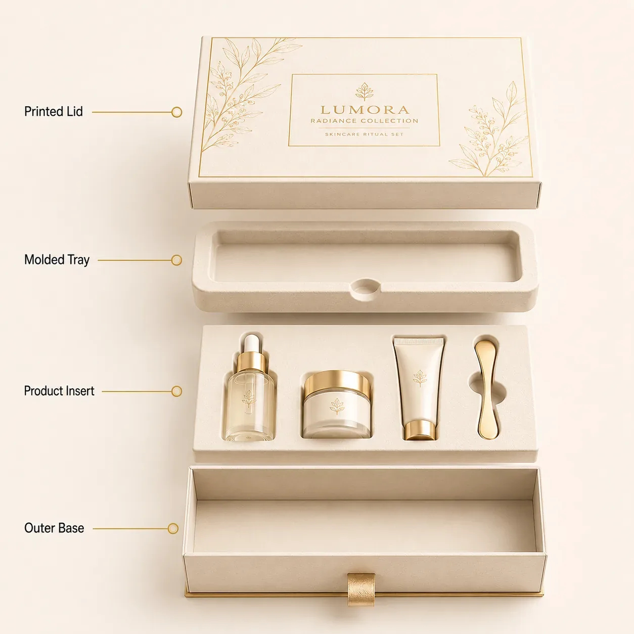 Diagram of protective structure for cosmetics products.
