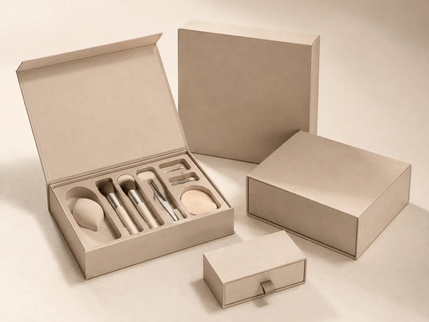 Cosmetic tools and accessories packaging box.