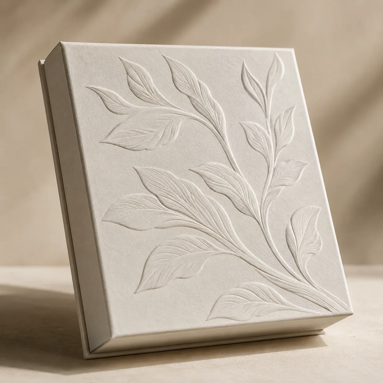 Embossed logo on corporate gift packaging