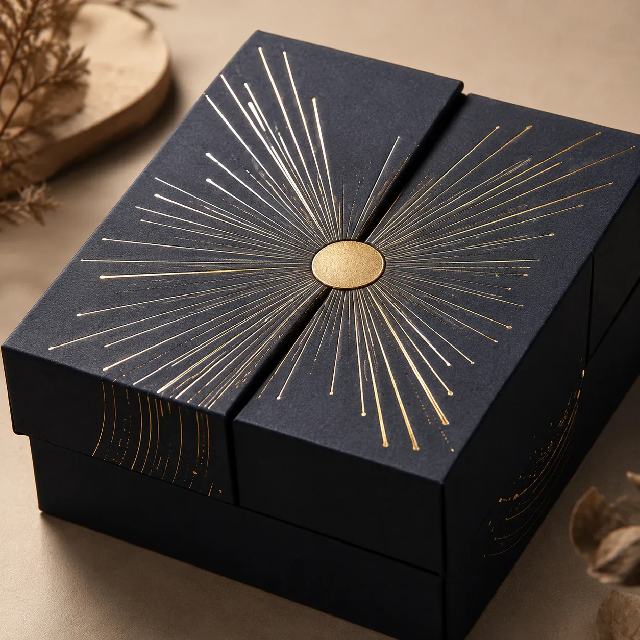 Foil stamping on corporate gift packaging