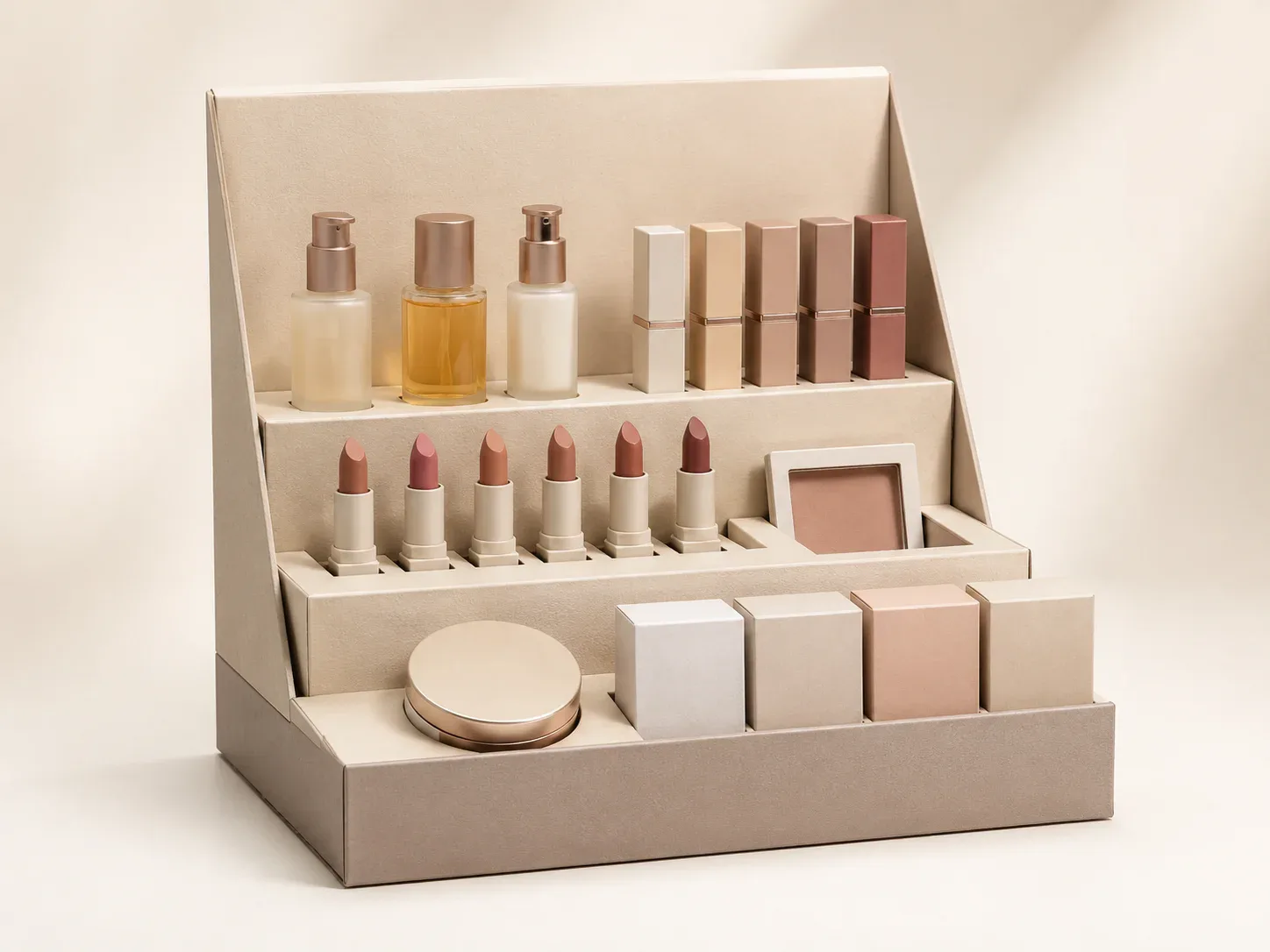 Display stands for beauty packaging.