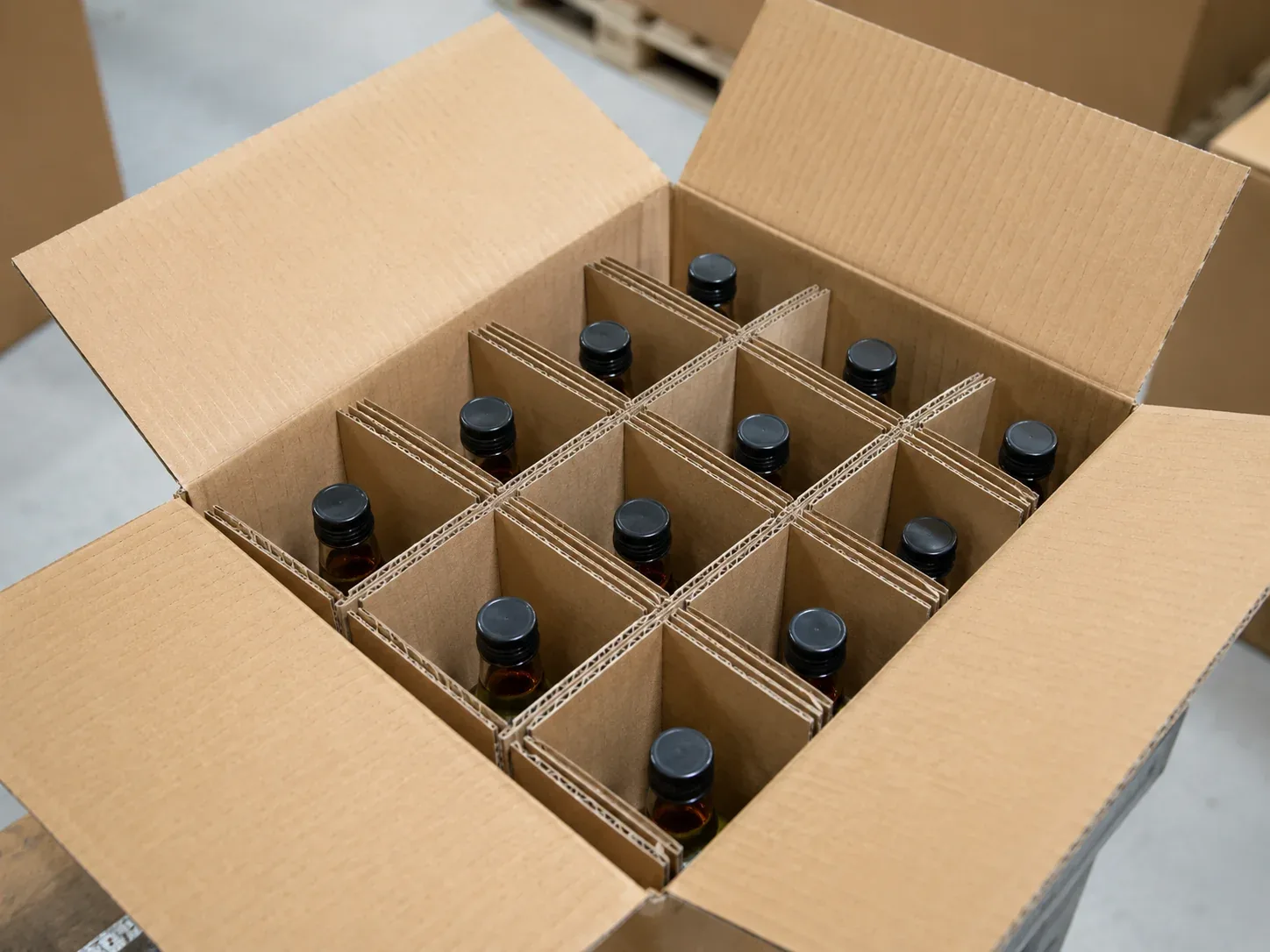 Corrugated divider insert for shipping cartons.