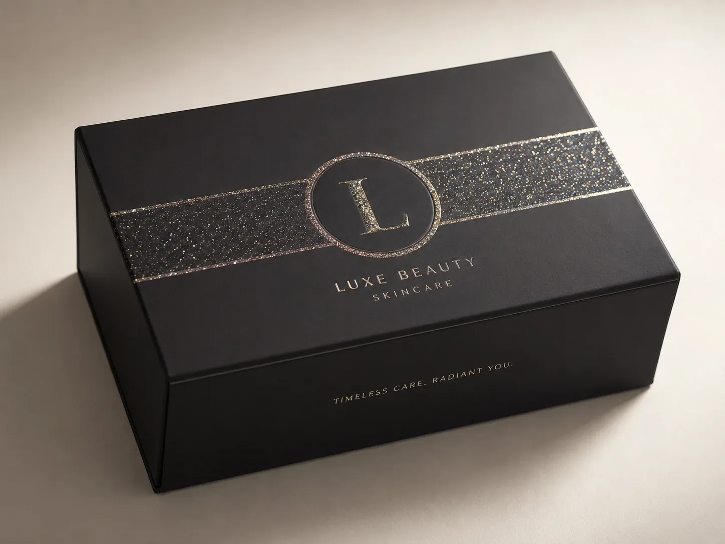Glitter UV finish on e-commerce packaging.