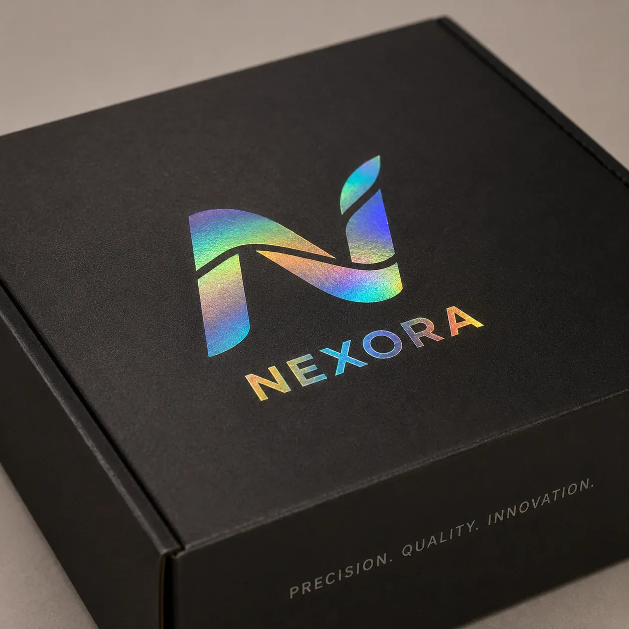 Holographic foil on e-commerce packaging.