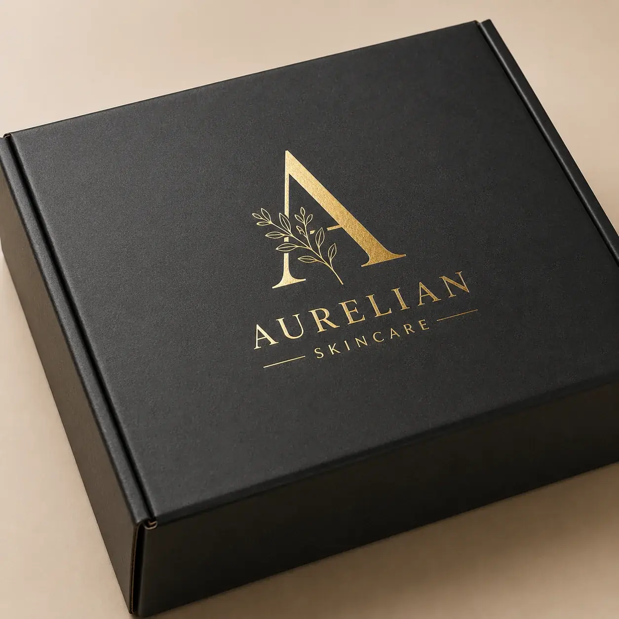 Hot foil stamping on e-commerce packaging.