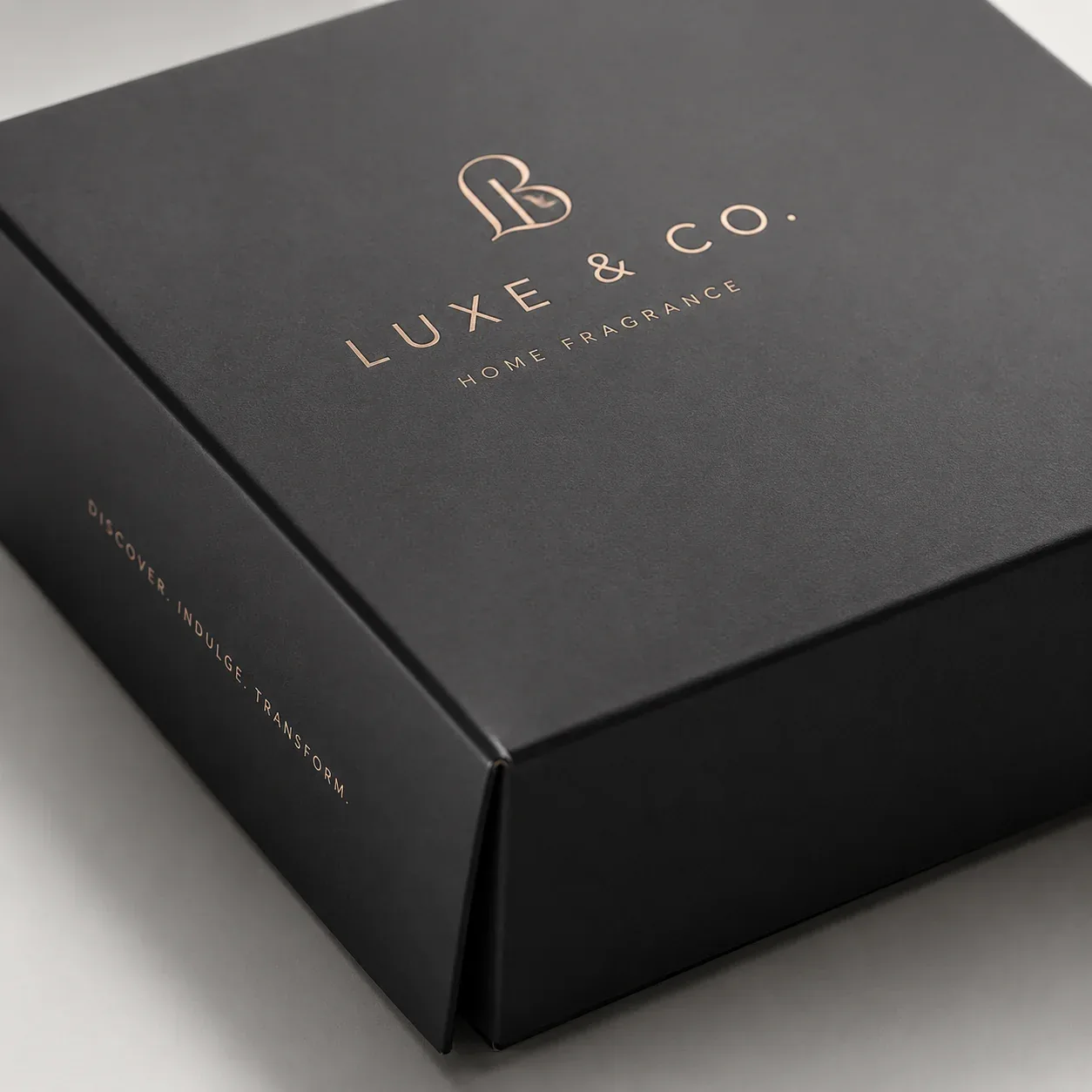 Soft-touch lamination on e-commerce packaging.