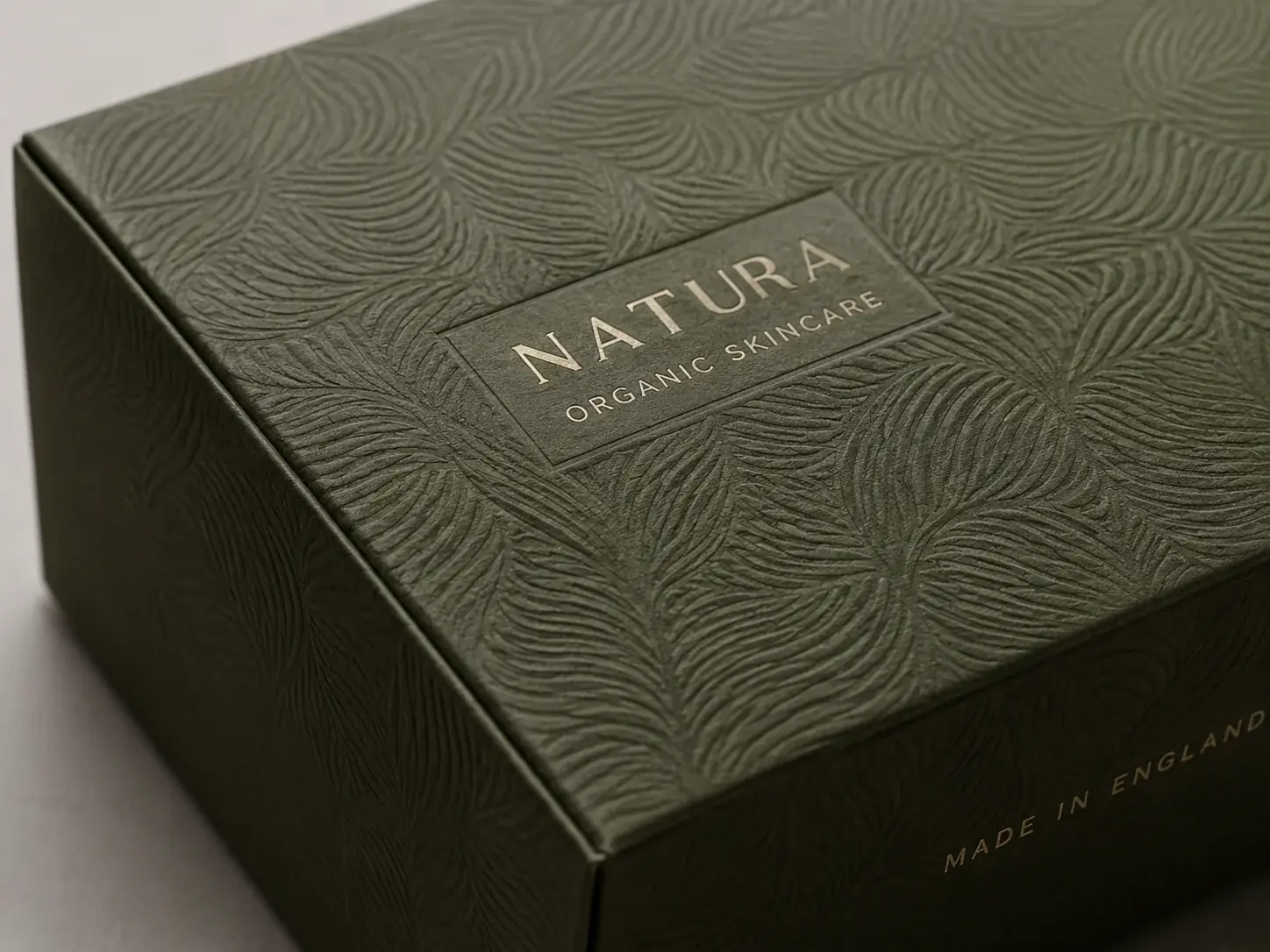 Texture embossing on e-commerce packaging.