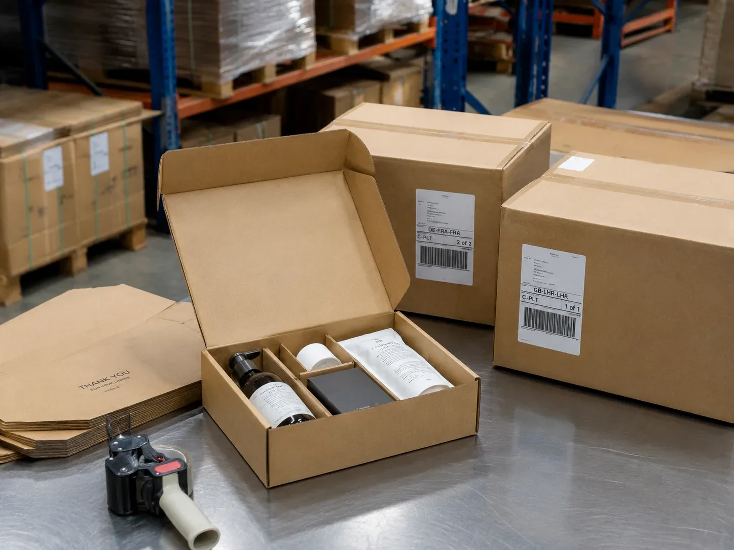 E-commerce packaging ready for online fulfillment and global delivery.
