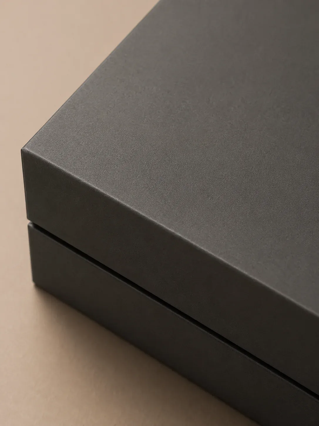 Matte laminated electronics packaging surface.