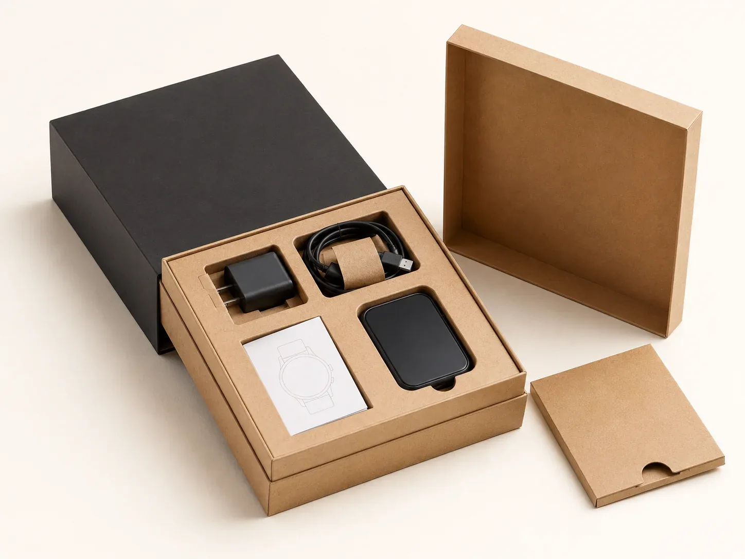 Accessory set with organized inserts.