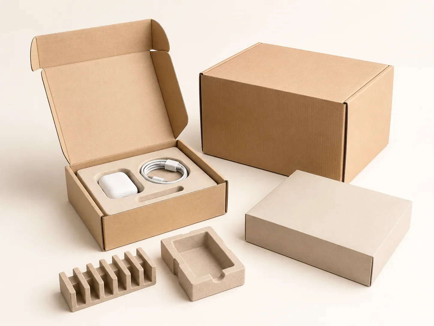 Electronics packaging ready for online fulfillment and global delivery.