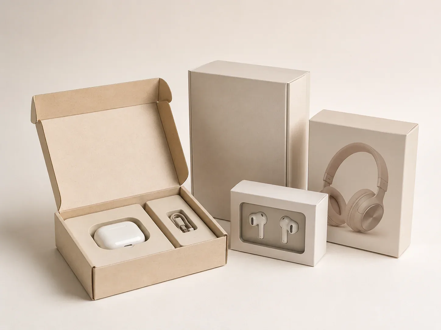 Earbuds and headphones packaging box.