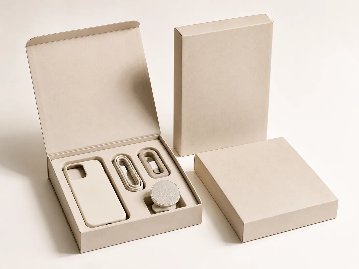 Phone accessory packaging boxes.