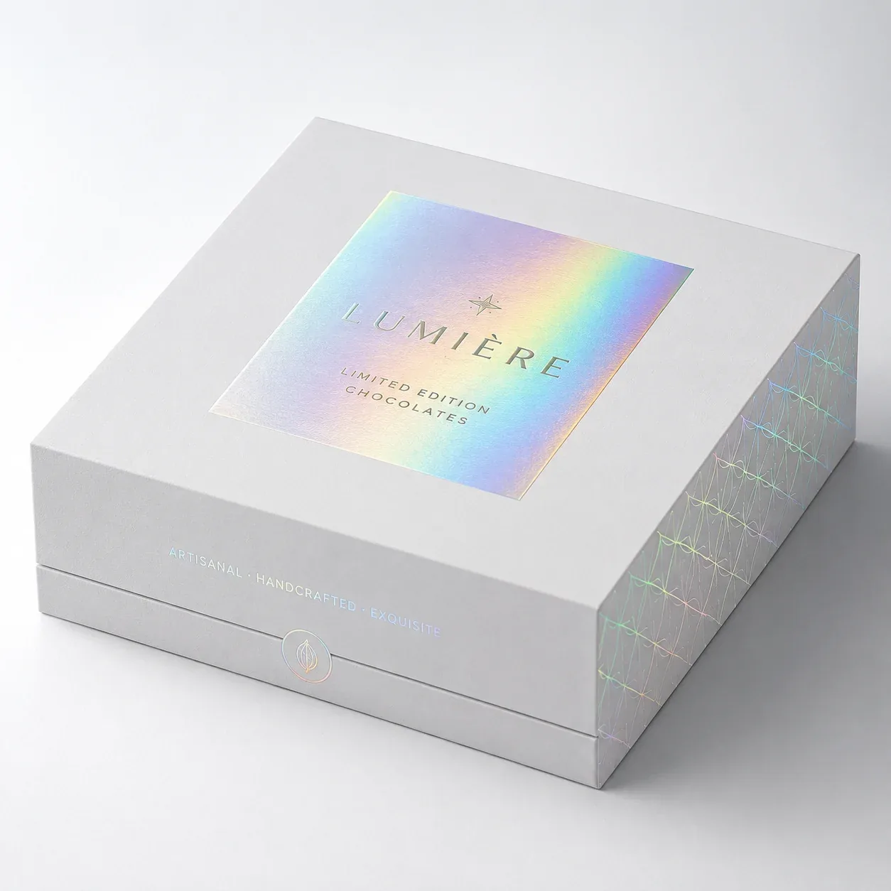 Rose gold foil on premium food packaging.