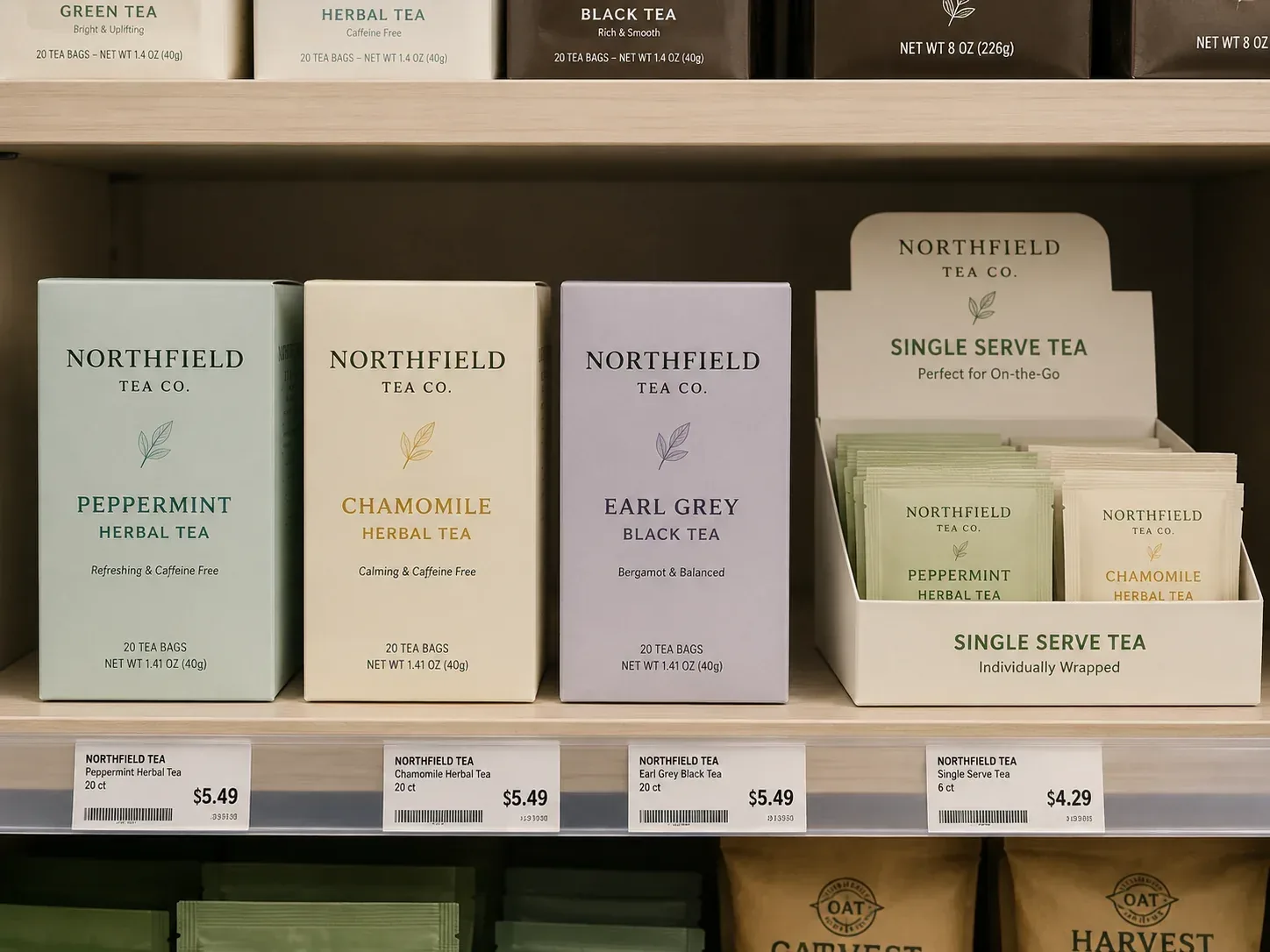 Retail shelf food packaging.