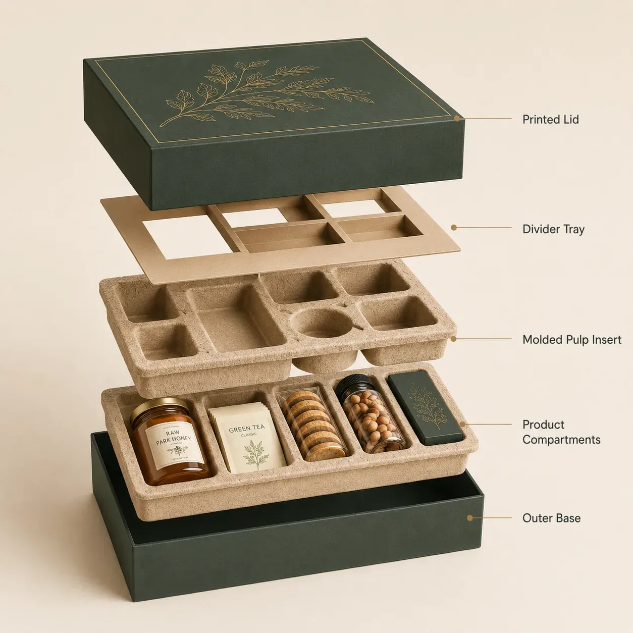 Diagram of protective structure for food products.