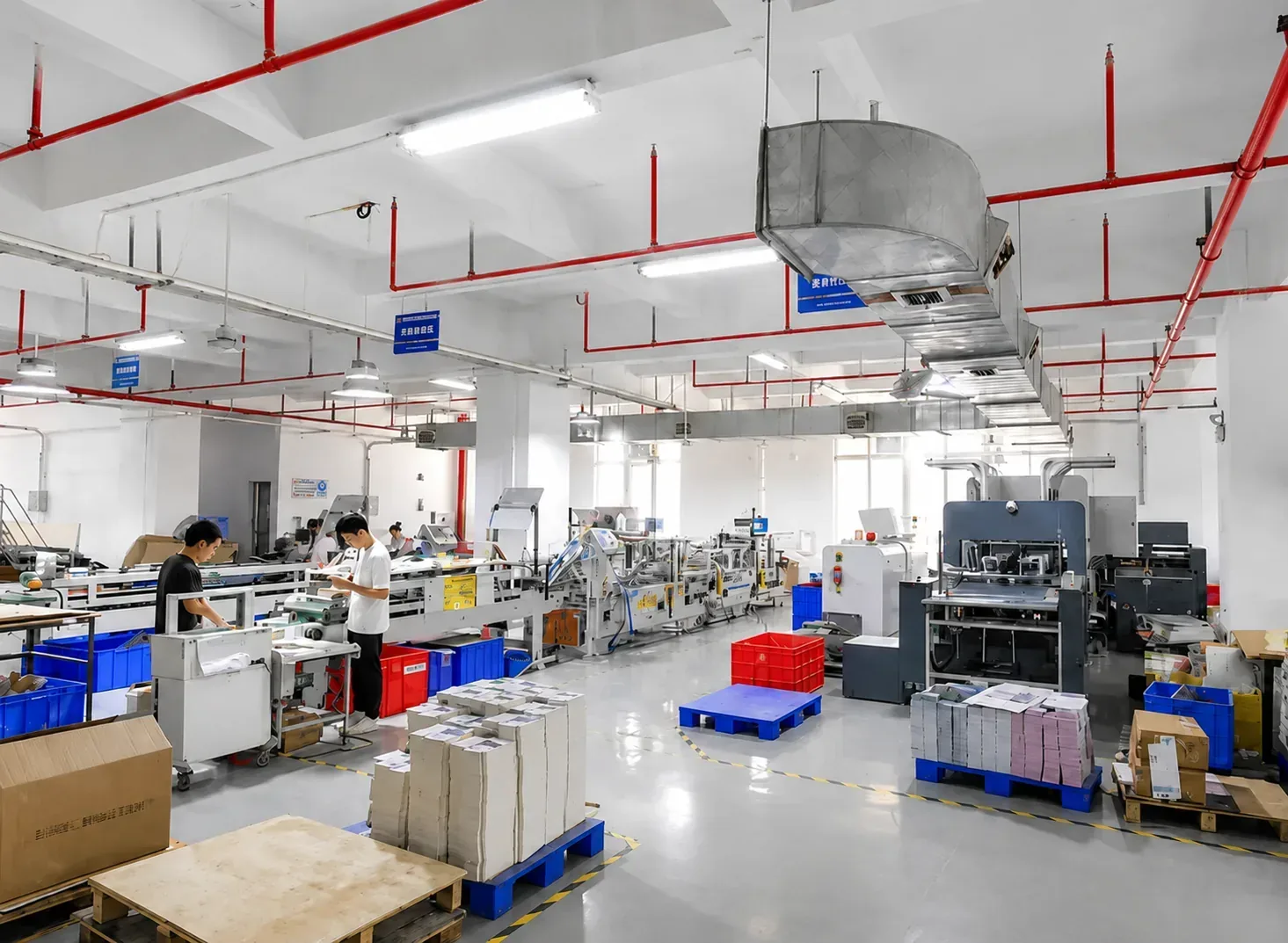 Packaging factory workshop for custom boxes and paper packaging production