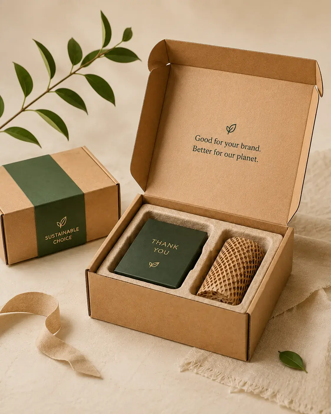 Open natural kraft paper mailer box for eco-friendly gift box packaging