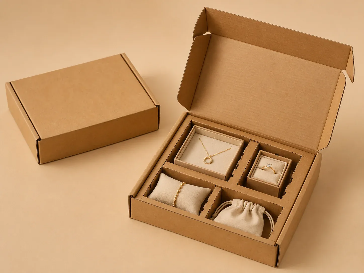 Corrugated insert for jewelry shipping.