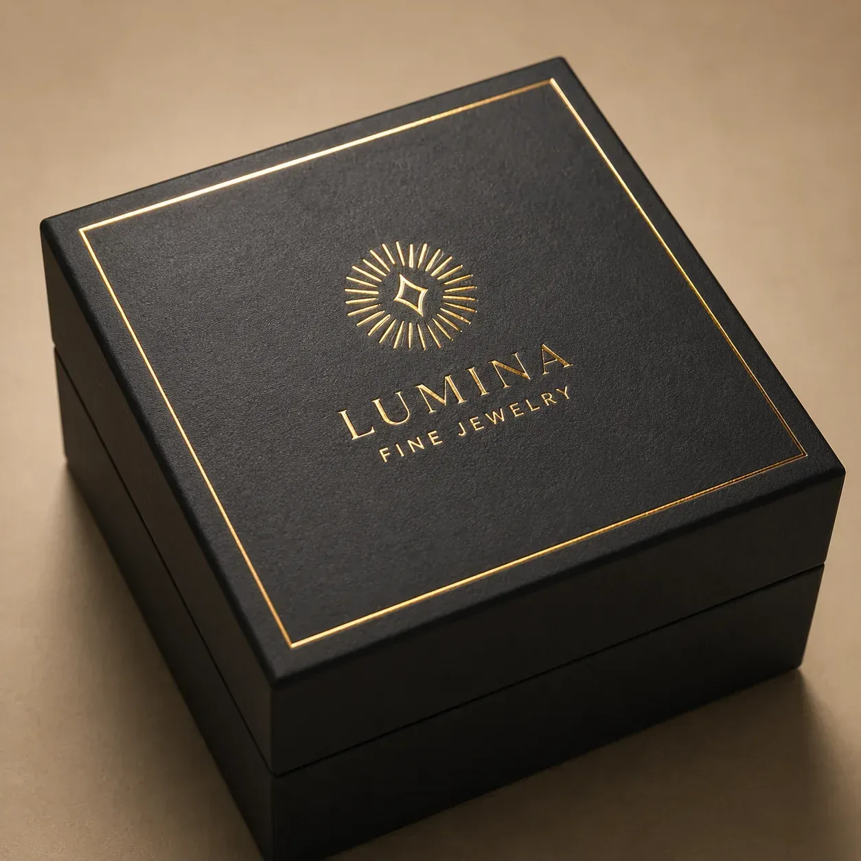 Hot foil stamping on jewelry packaging.