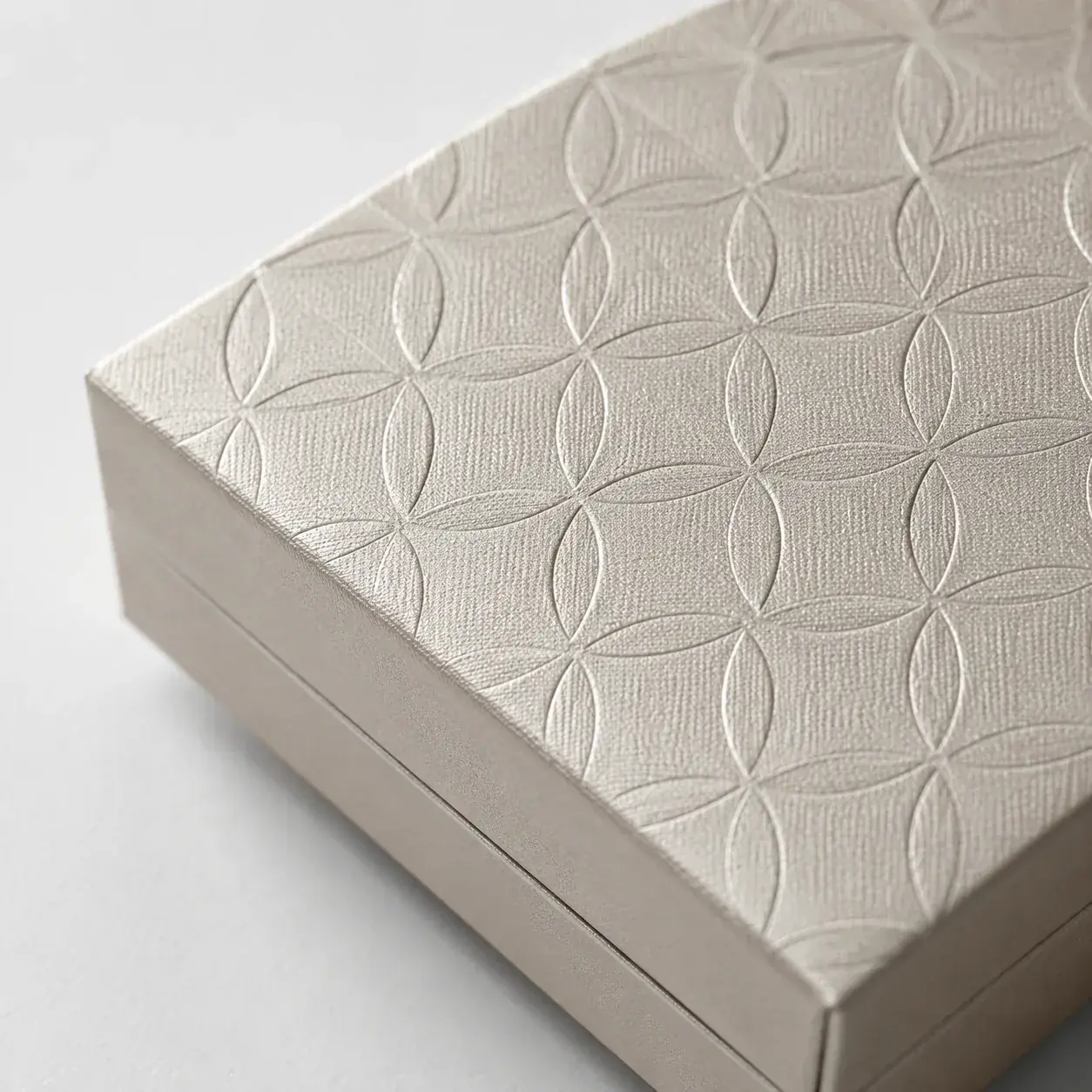 Texture embossing on jewelry packaging.