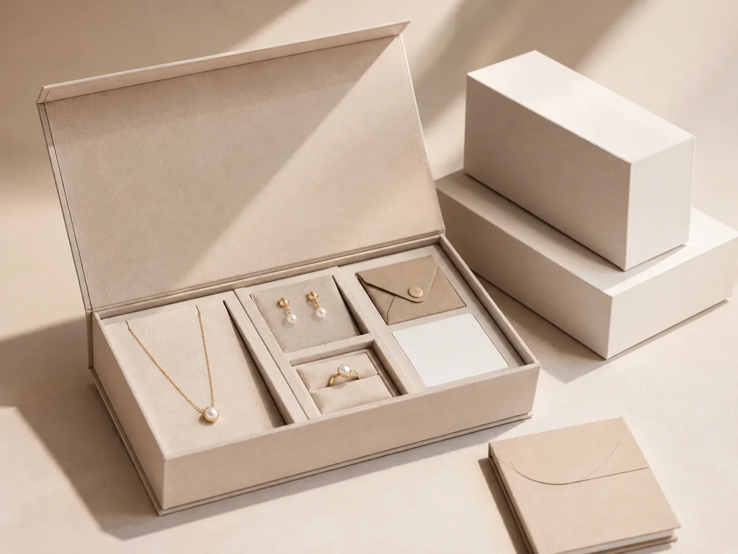 Jewelry launch kit packaging.