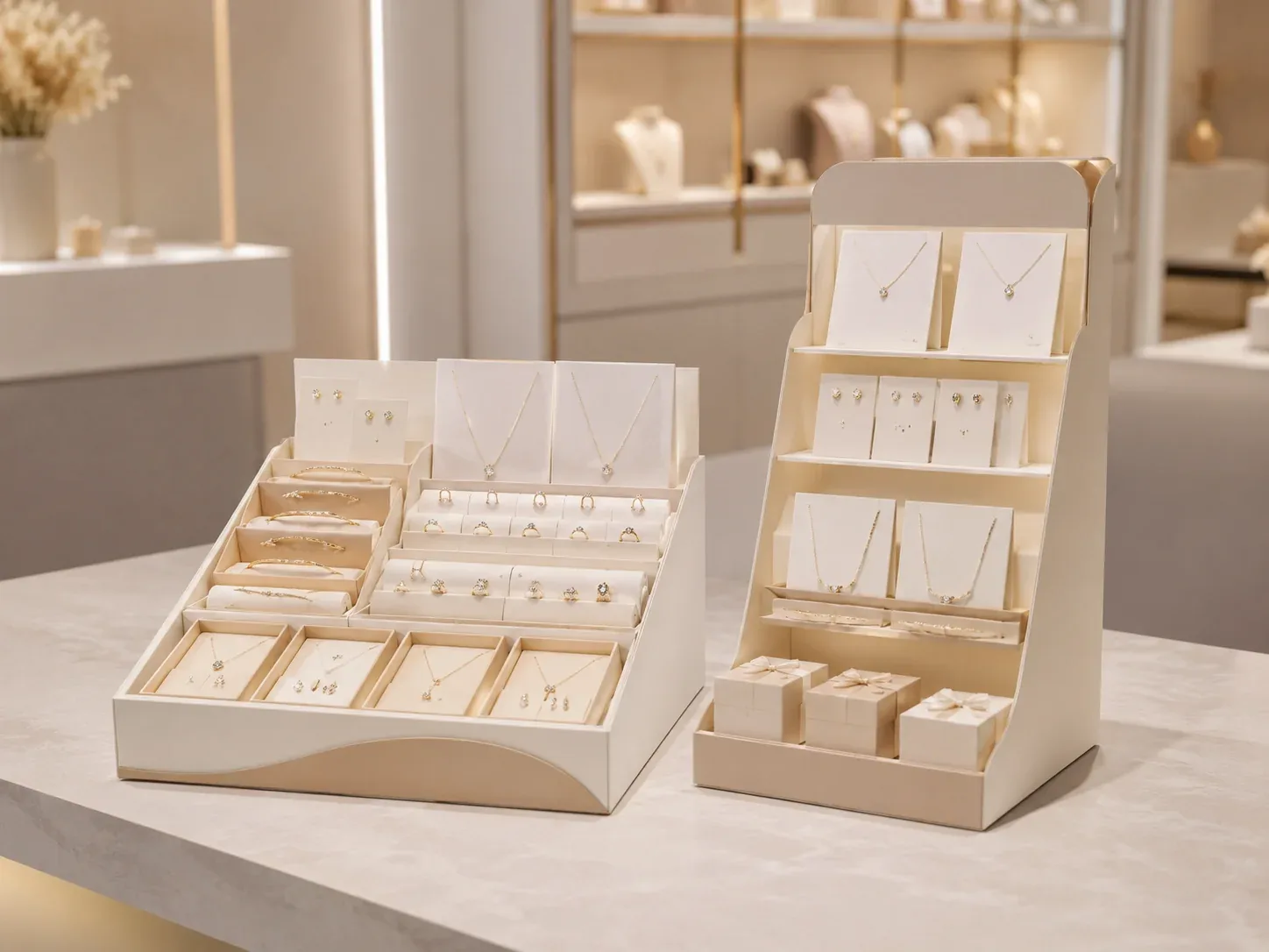 Jewelry display stand for retail packaging promotions.